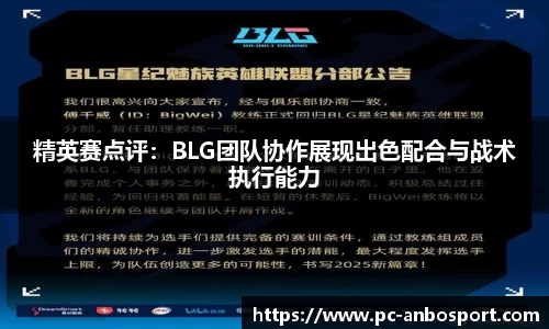 精英赛点评：BLG团队协作展现出色配合与战术执行能力